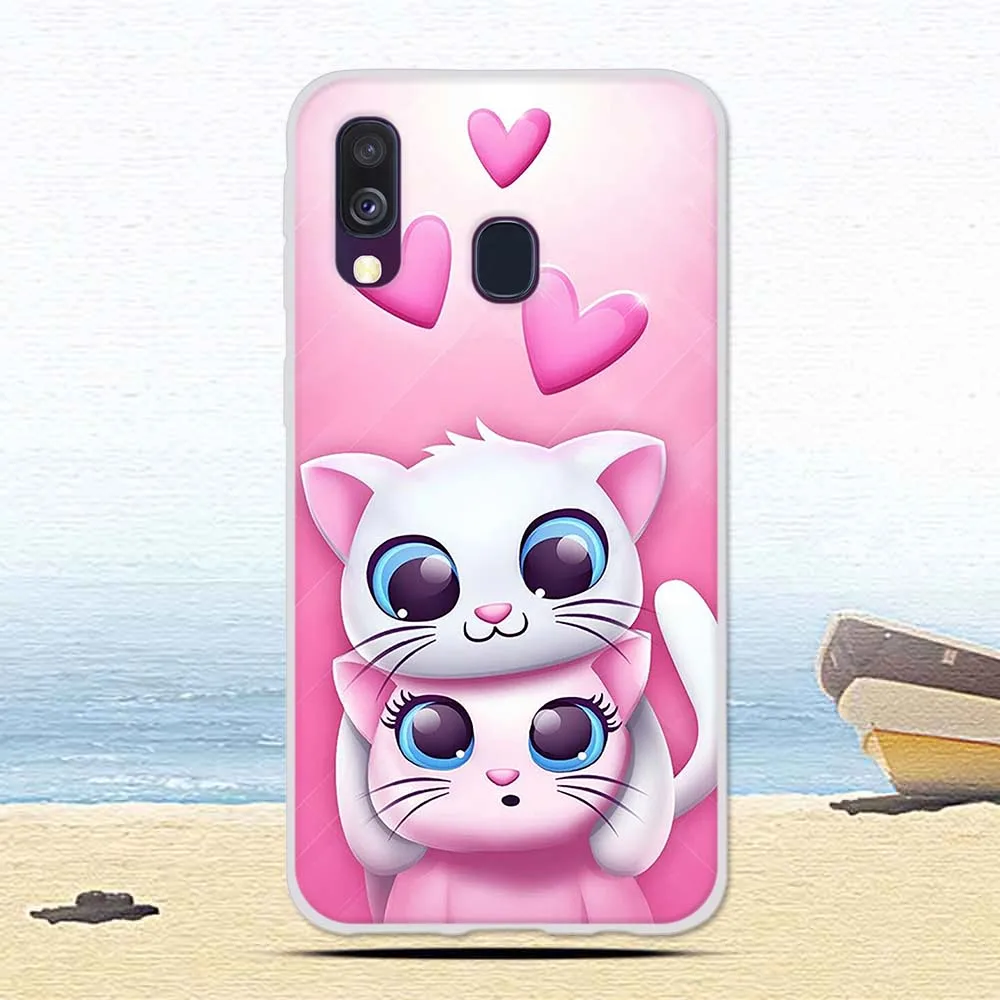 13 Роскошный мягкий силиконовый чехол из ТПУ для samsung Galaxy A40 A 40, чехол с цветочным рисунком кота, защитный чехол для телефона s Fundas Coque - Цвет: 13