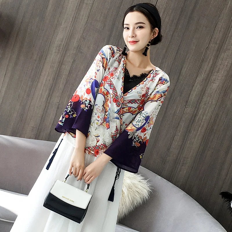 Женские китайские Топы Ao Dai вьетнамская одежда Восточное Цветочное платье с