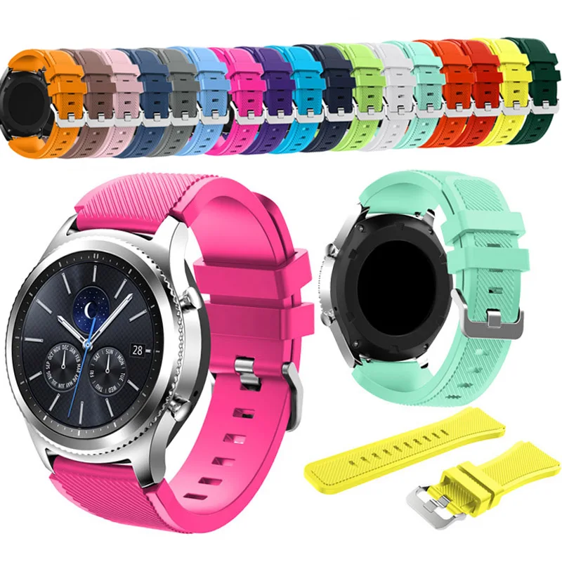 Спортивный ремешок для часов samsung gear S3 ремешок на запястье цветной активный силиконовый ремешок с застежкой современный дизайн замена 22 мм ремешок