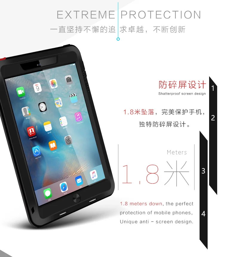 For iPad Pro 9.7&quot Case Love Mei Dirt / Snow Shockproof Rugged Tempered Gorilla Glass Metal Aluminum for Outdoor Sports | Компьютеры и