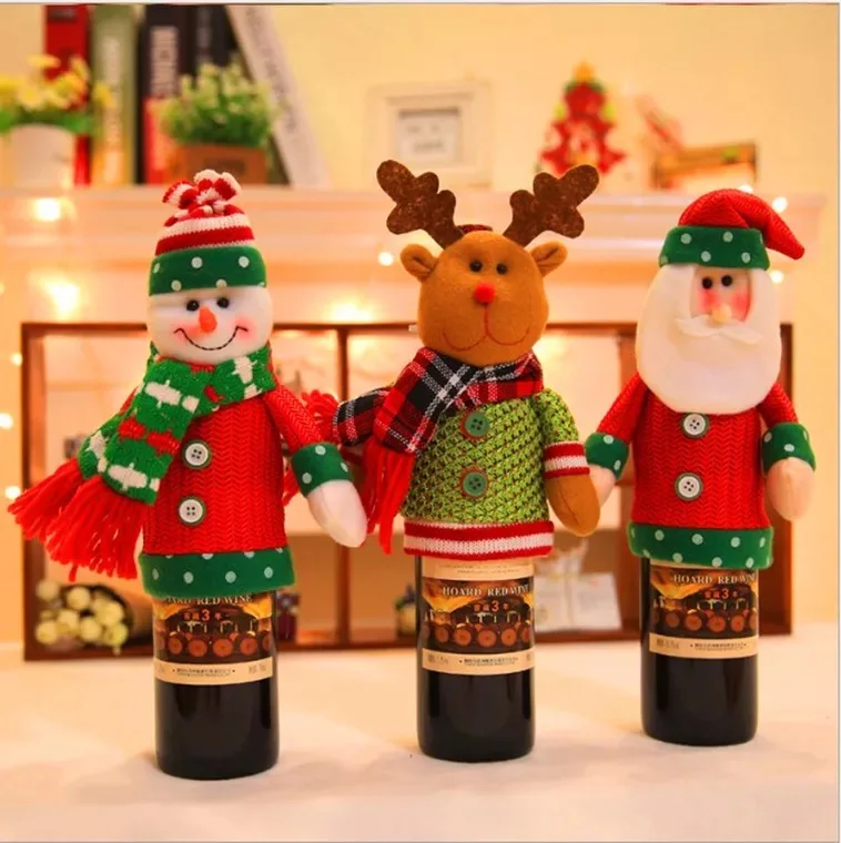 Christmas home decoration supplies bottle sets doll wine decorations | Дом и сад