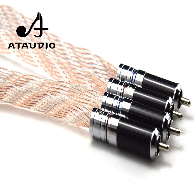 ATAUDIO одна пара Hi Fi RCA кабель высокая производительность серебро и медь 2RCA штекер