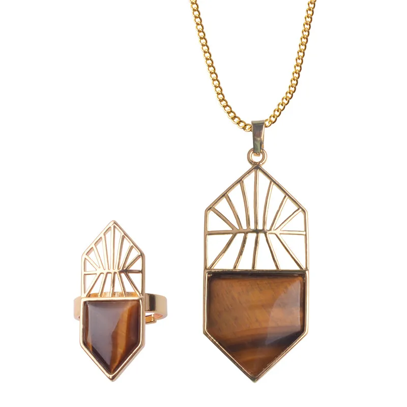 Комплект ювелирных изделий с кристаллами ожерелье из натурального камня регулируемый набор колец опал