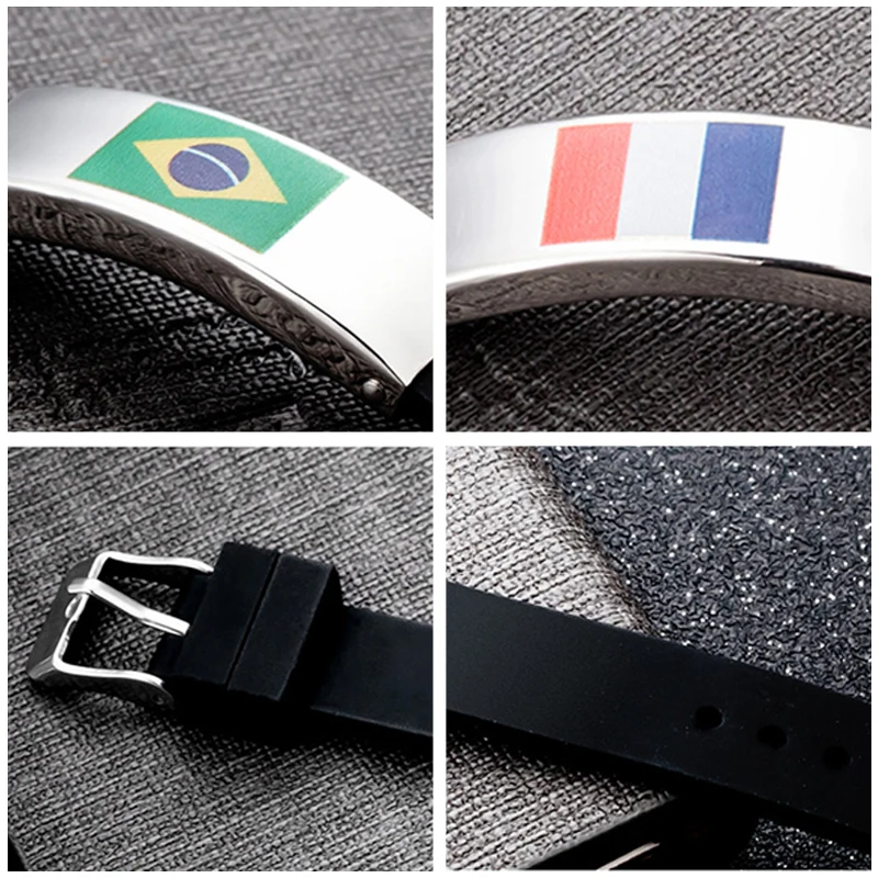 Очарование черный мужской Национальный флаг силиконовые браслеты Рок Панк 2018