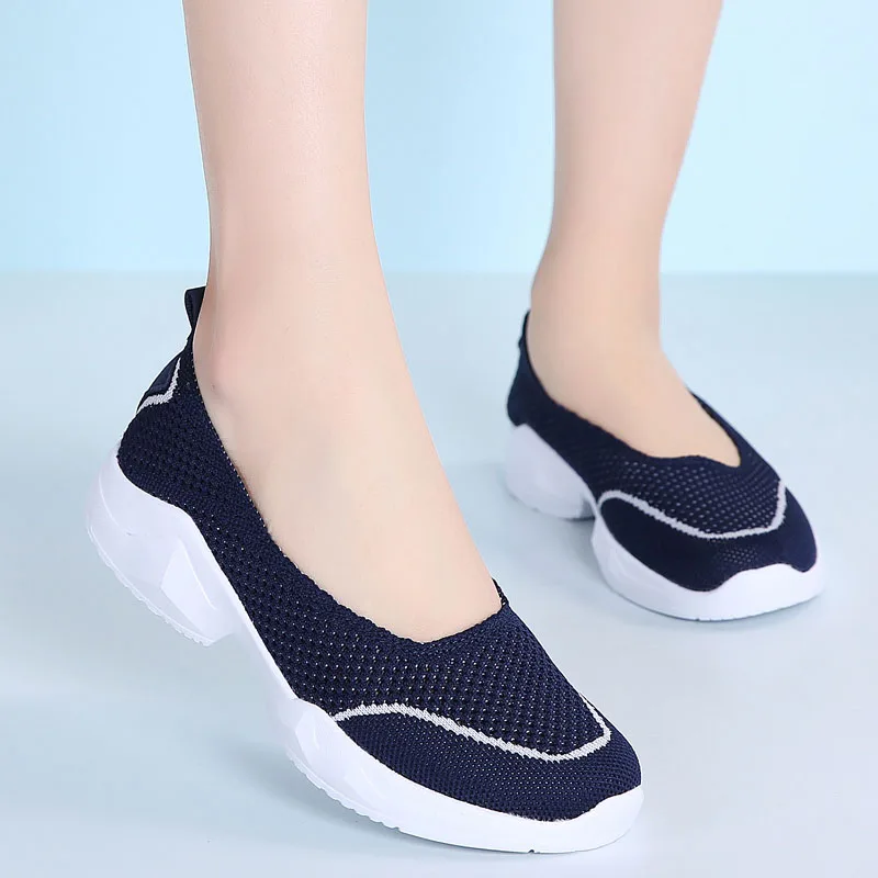 

WDZKN New Arrival Summer Air Mesh Shoes Women Flat Sneakers Lightweight Shallow Slip On Women Casual Shoes Big Size 35-42 H7726