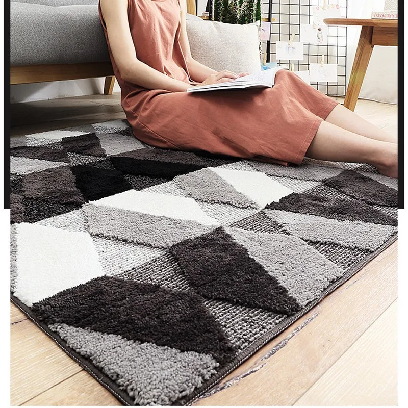 Modern Geometric Soft Double Plush Water Absorption Rugs Bathroom Mat Rug Non-Slip Living Room Entrance Kitchen Floor Carpet | Дом и сад
