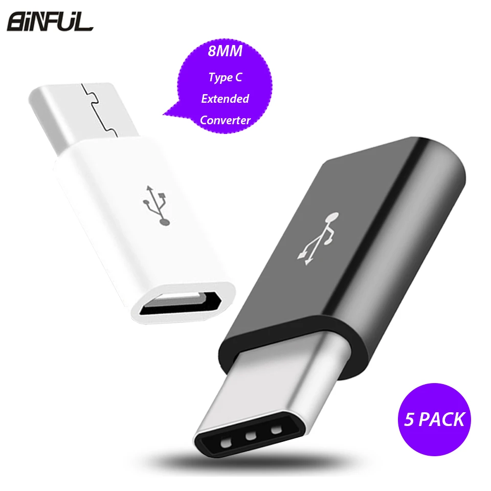 5 шт./упаковка USB Type C адаптер длиной 8 мм для Oukitel K5000 Blackview BV8000 Pro Micro Кабель
