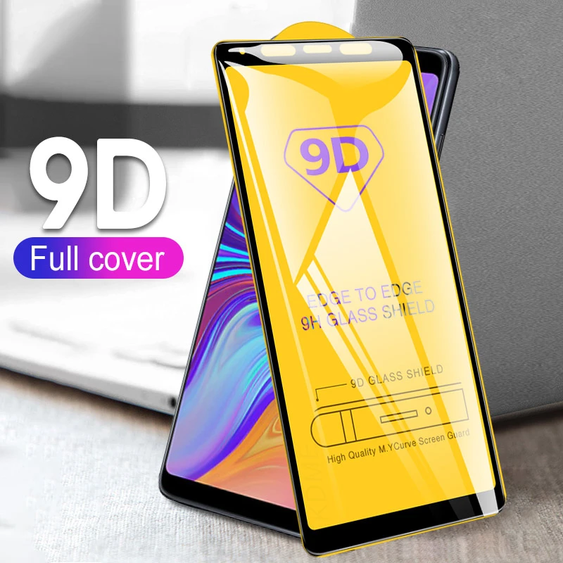 Защитное стекло 9D закаленное с полным покрытием для Samsung Galaxy A50 A9 A7 2018 A10 M20 M30 M10 A30 A8
