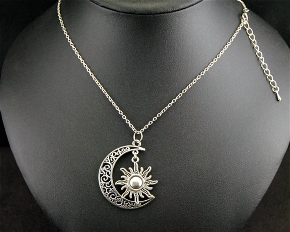 1 шт. тибетское серебряное Филигранное ожерелье с подвеской в виде Солнца и Луны