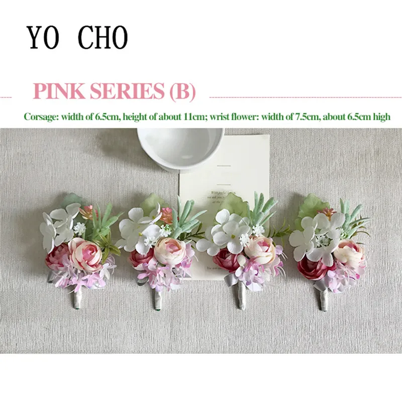 

YO CHO DIY Exquisite Wedding Decoration Bridal Corsage Groom Boutonniere Rose Wrist Corsage Bracelet Greenery Costume Decortion