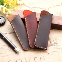 genuine leather pen pouch holder double pencil bag pen case sleeve for fountainballpoint pen travel diary pen cover