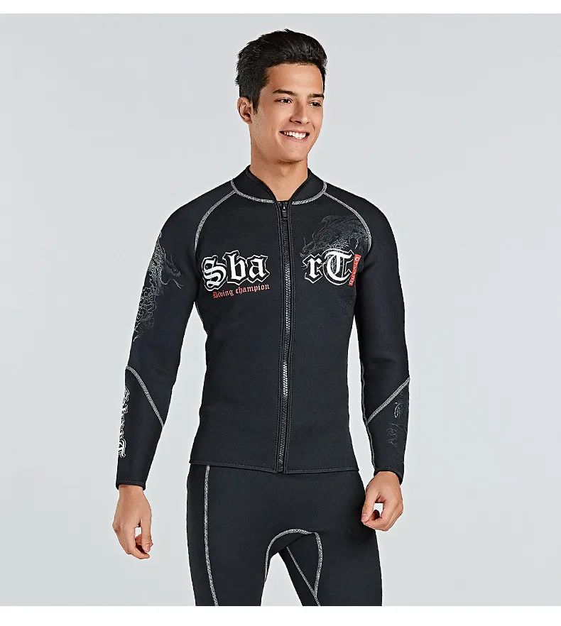 SBART 3MM Neoprene Wet suit Men's Long Sleeve Black Tops Pants Dive Suit Winter Swim Scuba Dive wet suit for cold water suit