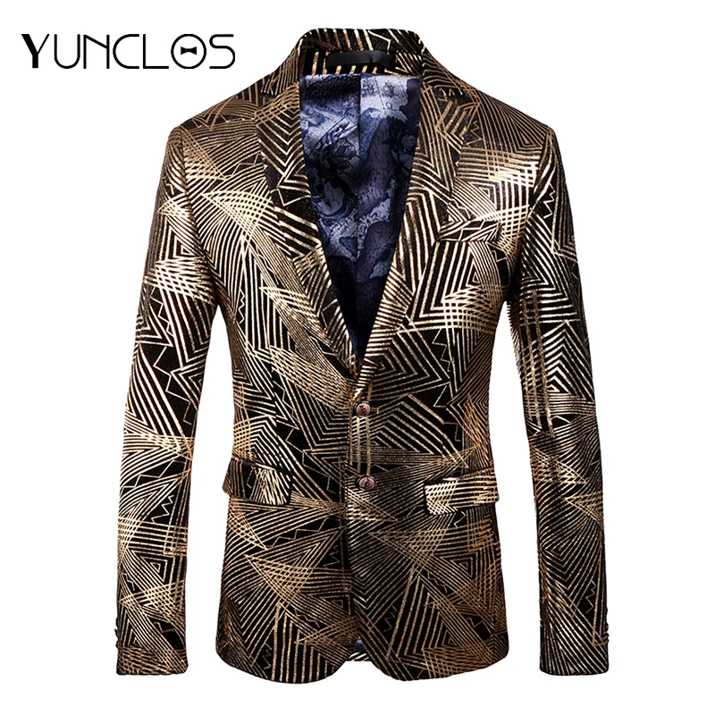 YUNCLOS Мужской Блейзер тонкий свадебный костюм с горячей штамповкой куртки для