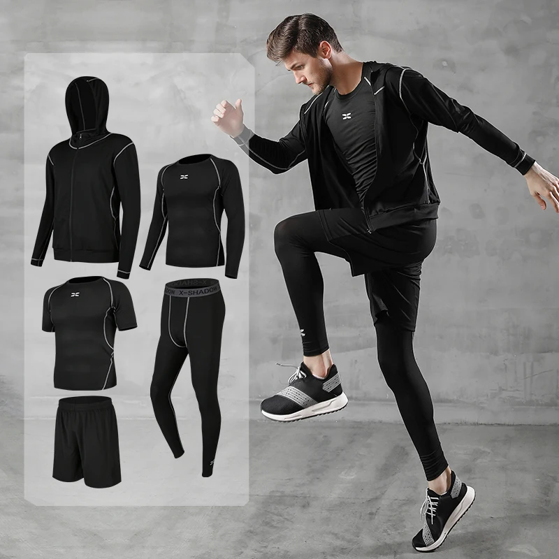 

New Arrival Running Set Men Sport Suit Gym Fitness Clothing Compression Sportswear Basketball Running Jogging Training Underwear