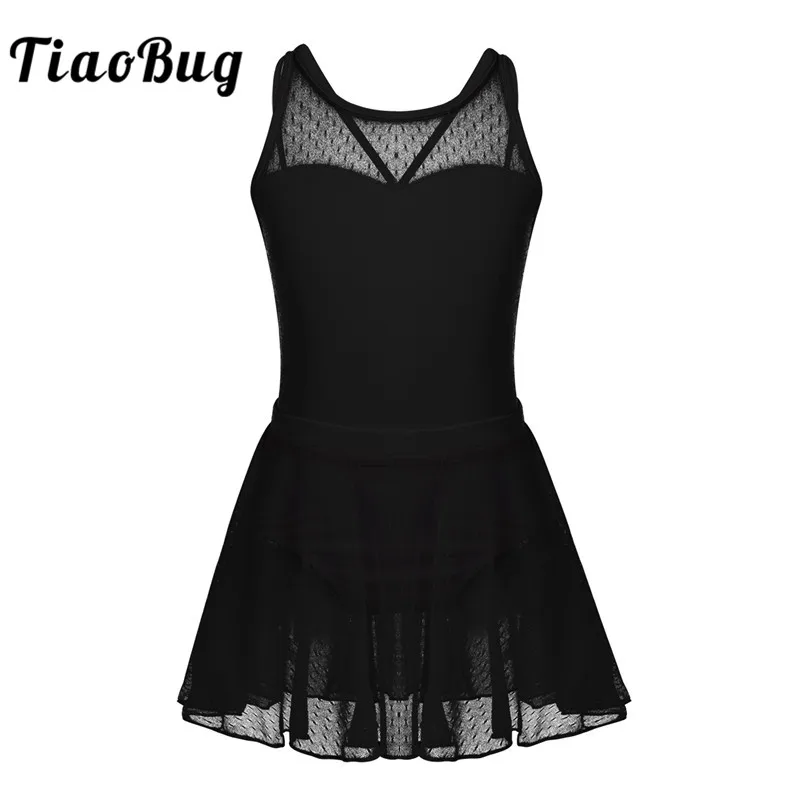 

TiaoBug Girls Sleeveless Splice Ballet Tutu Dance Leotard Mesh Skirt Set Gymnastics Leotard Dress Ballerina Party Kids Dancewear