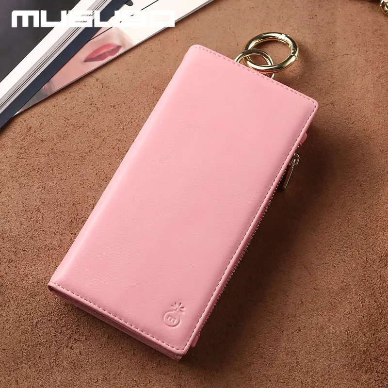 3 card slots Pink Musubo, брендовый винтажный кожаный чехол для samsung Galaxy S9 Plus, многофункциональный, 2 в 1, кошелек, задняя крышка для GALAXY S8+ S7 S6 Edge - Цвет: 3 card slots Pink