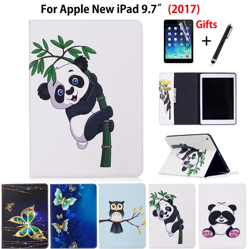 Чехол для Apple iPad 9 7 2018 2017 умный чехол A1822 Funda планшет Модный Рисунок Панда Сова PU