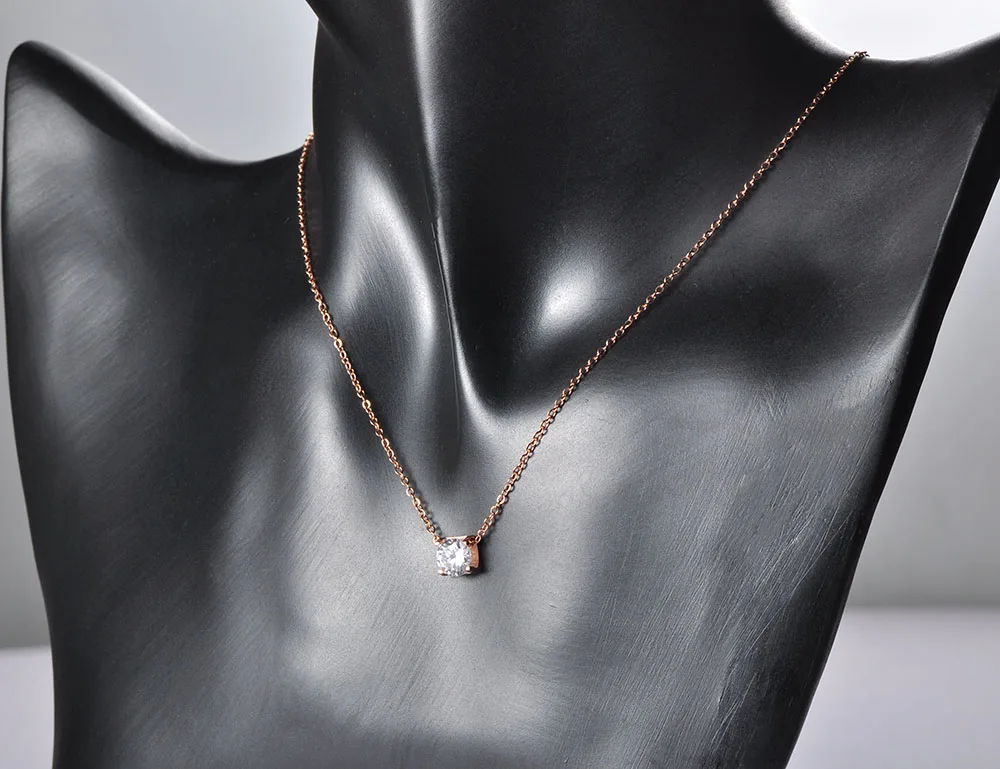 Lokaer Классическая титановая сталь 5Ct кубическая циркониевая подвеска кулон ожерелье ювелирные изделия модное красивое ожерелье для женщин N170390200P