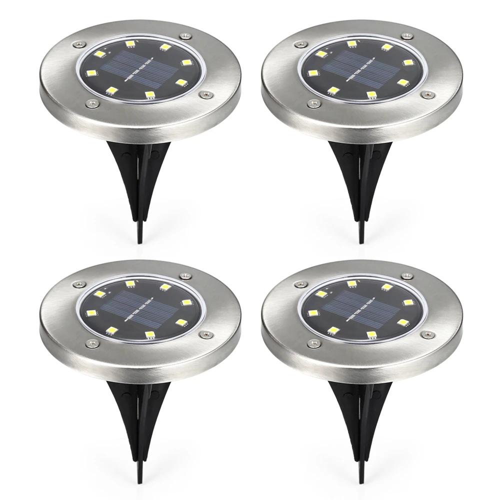 

4PCS 8 LEDs Solar Lamp Solar Powered IP65 Waterproof Ground Lamp for Outdoor Fence Garden