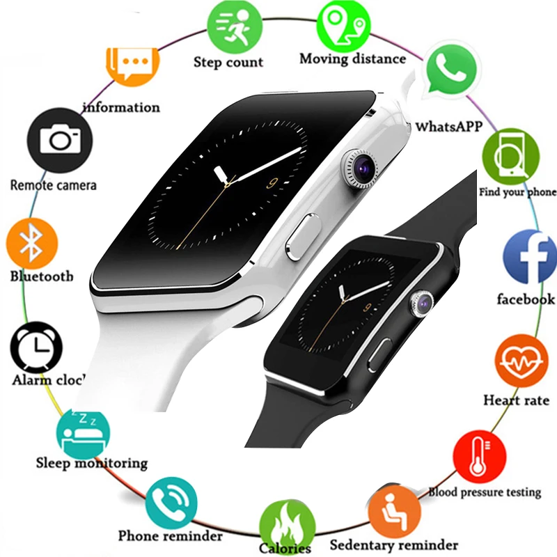Новые умные часы X6 с камерой сенсорным экраном поддержка sim-карты TF Bluetooth мужские