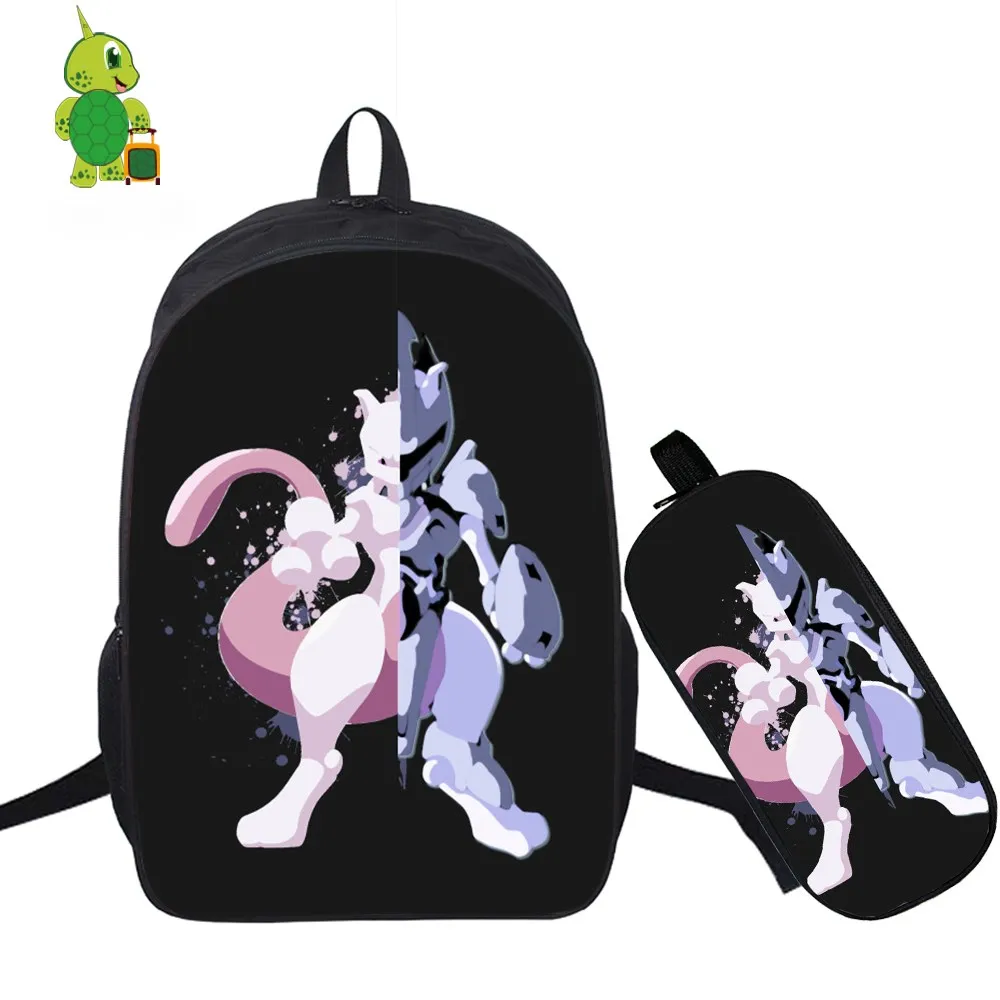 Mochila Pokemon GO Mewtwo рюкзаки 2 шт./компл. школьные сумки для подростков мальчиков пенал для мальчика ноутбук рюкзак дорожный рюкзак - Цвет: 6