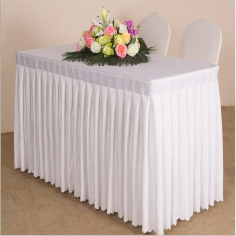

Marious Many sizes Hot Sale with factory price Solid 1pc polyester table skirt for wedding Conference Office
