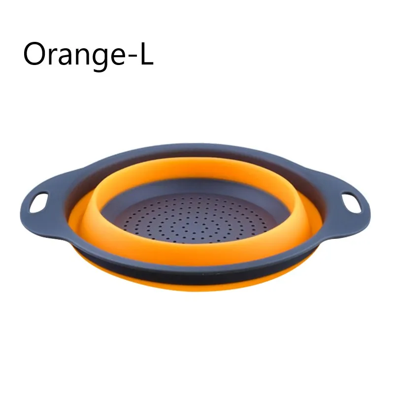 Orange L Многофункциональный кухонный складной силиконовый дуршлаг для фруктов и овощей Экономия пространства DAG - Цвет: Orange L
