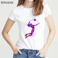 women clothes 2022 watercolor volleyball girl graphic print tshirt femme korean style t shirt female tumblr tops tee steetwear