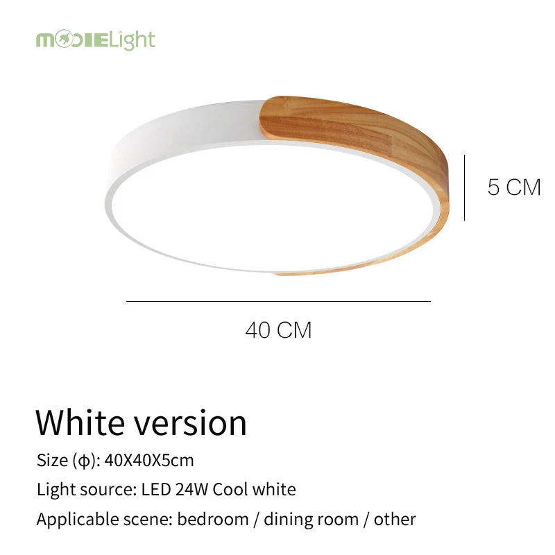 Dia40cm Cool white Круглый Деревянный светодиодный потолочный светильник с пультом дистанционного управления, цветной потолочный светильник для гостиной, столовой, кухни - Цвет корпуса: Dia40cm Cool white