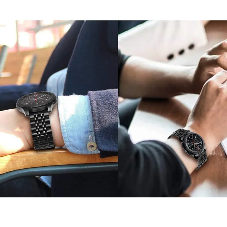Ремешок из нержавеющей стали для samsung gear S3 frontier/классический 46 мм браслет металлическая пряжка бабочка твердая быстрая замена