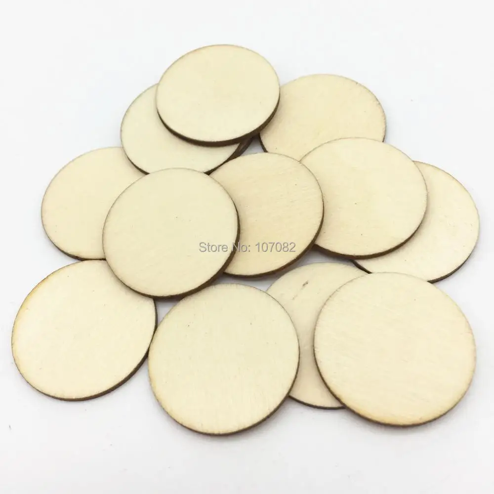 

50pcs 38mm 1.5 inch Blank Unfinished Natural Wood Circle Round Chips Disks Embellishments DIY CRAFTS