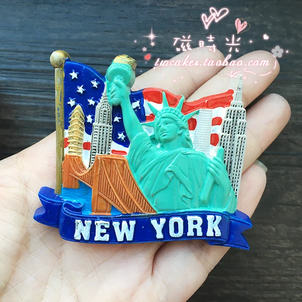 Europe United States New York Tourist Memorial Landscape Fridge Magnets 3D Magnet Sticker Travel Souvenir Kitchen Decoration | Дом и сад