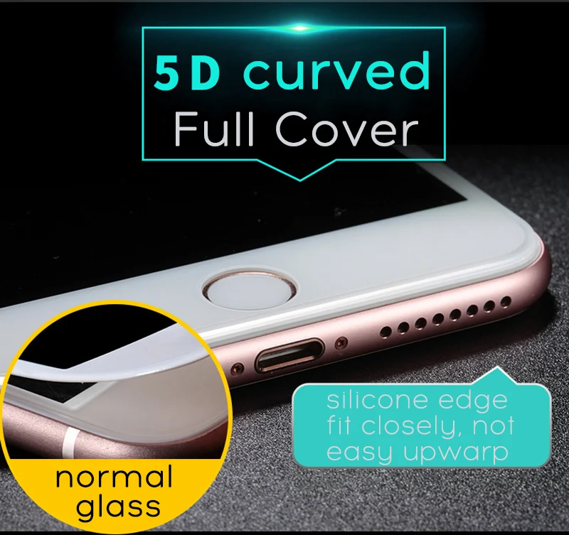 Wolfsay 5D Full Glue Tempered Glass For On iphone 7 Screen Protector High Qualitly Cover 8 | Мобильные телефоны и
