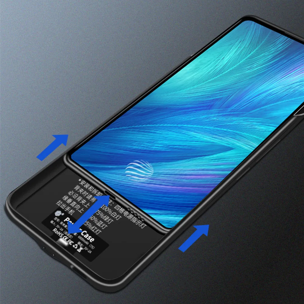 Тонкий чехол NTSPACE для зарядки аккумуляторов VIVO X27 внешнего аккумулятора 6800 мАч портативного