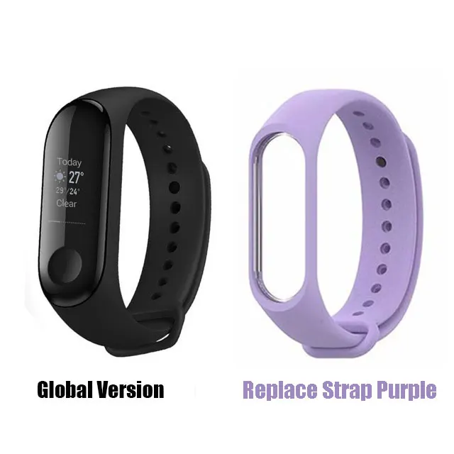 Global.Purple..Strap Xiaomi mi Band 3 mi band 3 умный Браслет многоязычный 50 м водонепроницаемый браслет пульсометр фитнес распродажа - Цвет: Global.Purple..Strap