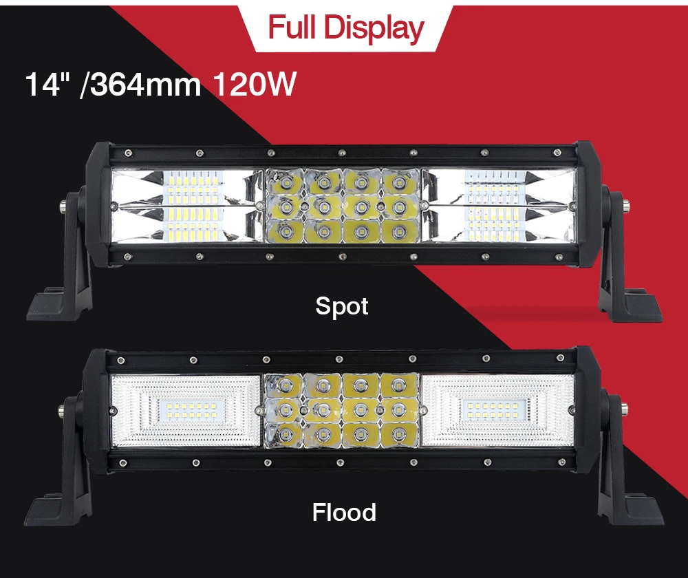 Green-L 14 22 inch 120W 192W LED Bar offroad Triple Row Work Light 4x4 Truck Tractor Boat Trailer SUV ATV 12V 24V | Автомобили и