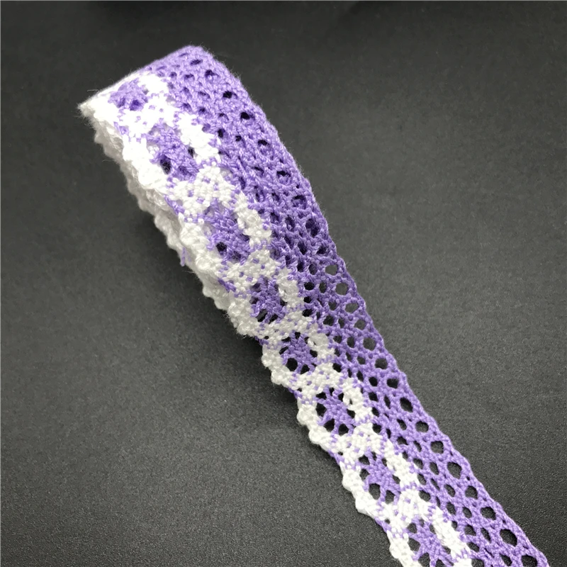 Purple 2 ярдов/партия 25 мм хлопчатобумажная кружевная лента вышитая кружевная ткань для шитья сделай сам, поделки ручной работы для одежды сумки Свадебные украшения - Цвет: Purple
