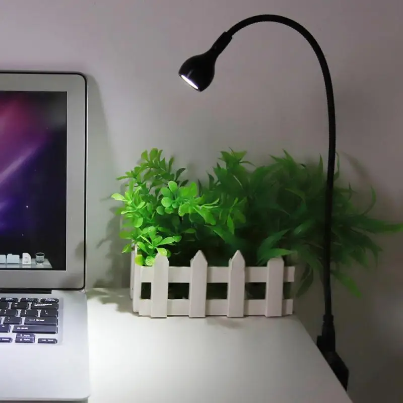Black Pure White 1 Вт длинная гибкая шея Настольная лампа Портативный USB светодиодный настольная лампа Светильник настольный USB ноутбук лампа для офиса и дома для чтения Лидер продаж - Цвет корпуса: Black Pure White
