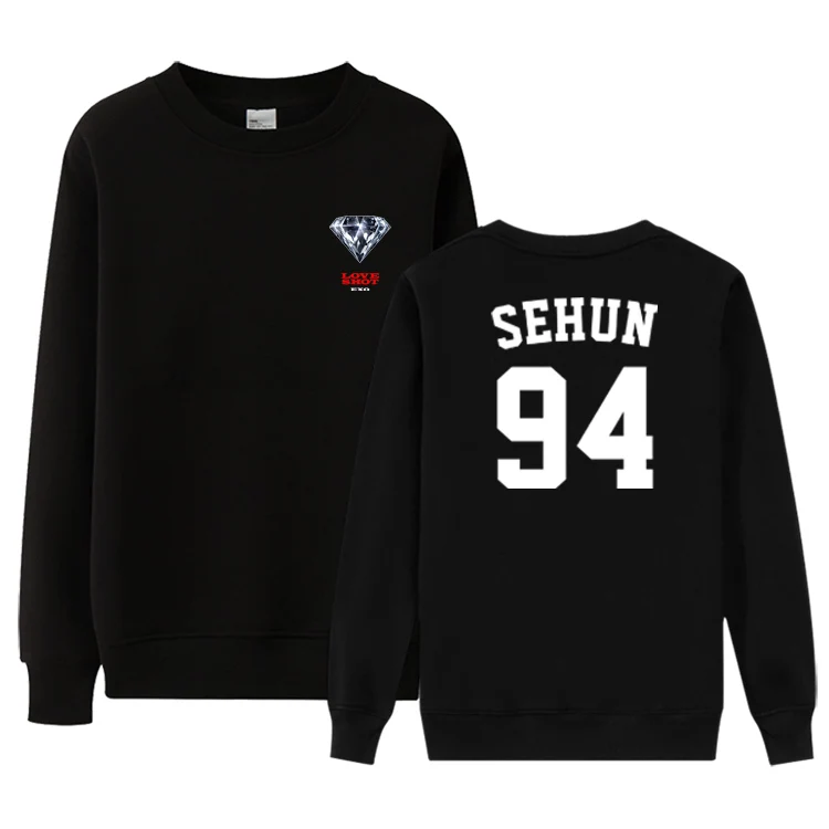 Новинка черный тонкий Свитшот EXO с надписью love shot и названием члена в альбоме kpop