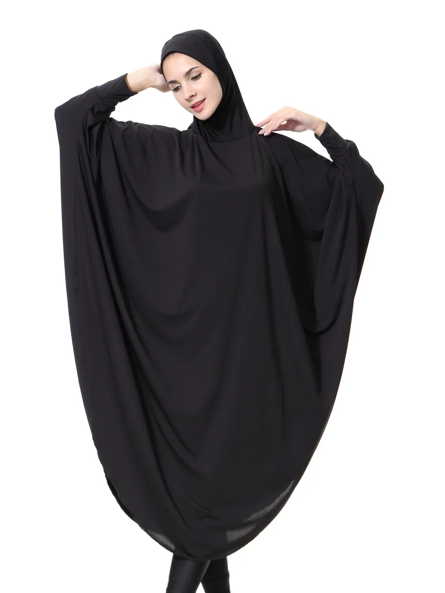 Женское мусульманское длинное платье с накидкой Hijabs Abayas черное в мусульманском