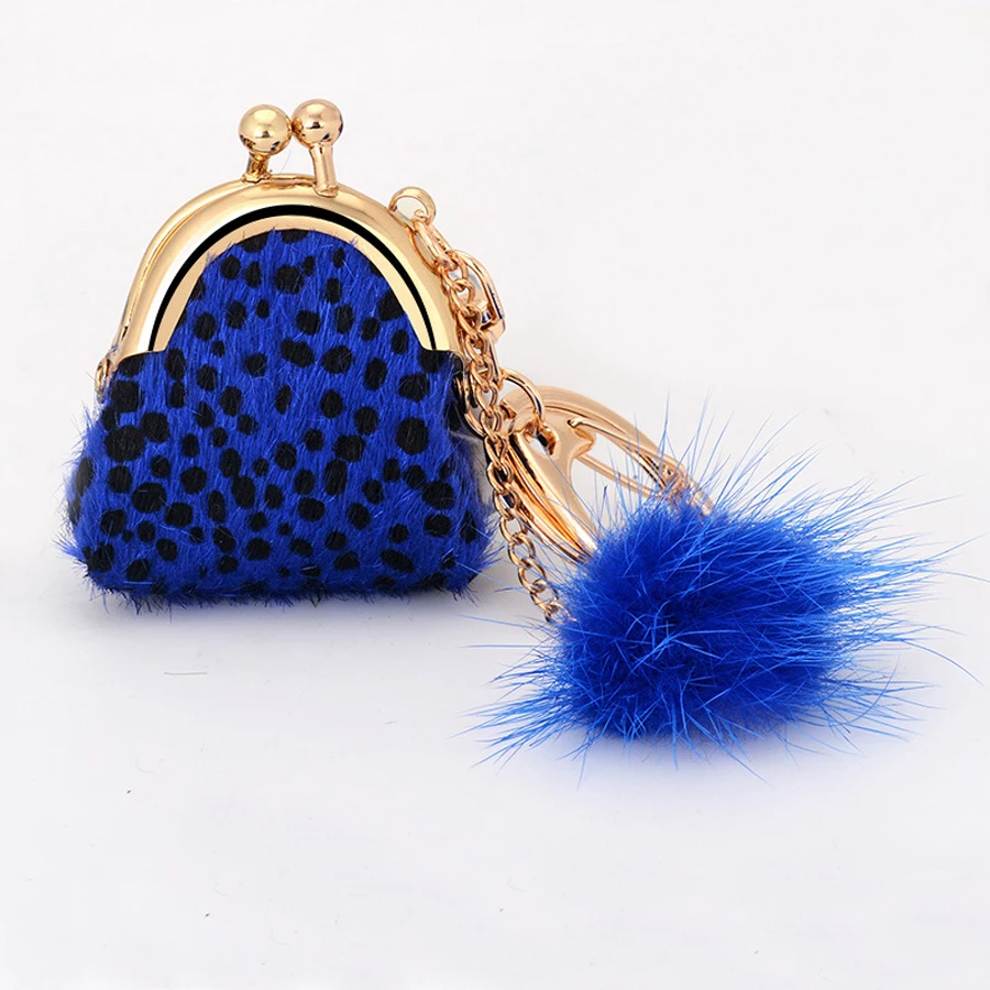 Charming Leopard Handbag Style Rabbit Fur Ball Keychain pom Pendant Jewelry Car Keyring Bag Keyfobs Chaveiros For Women R240 | Украшения и