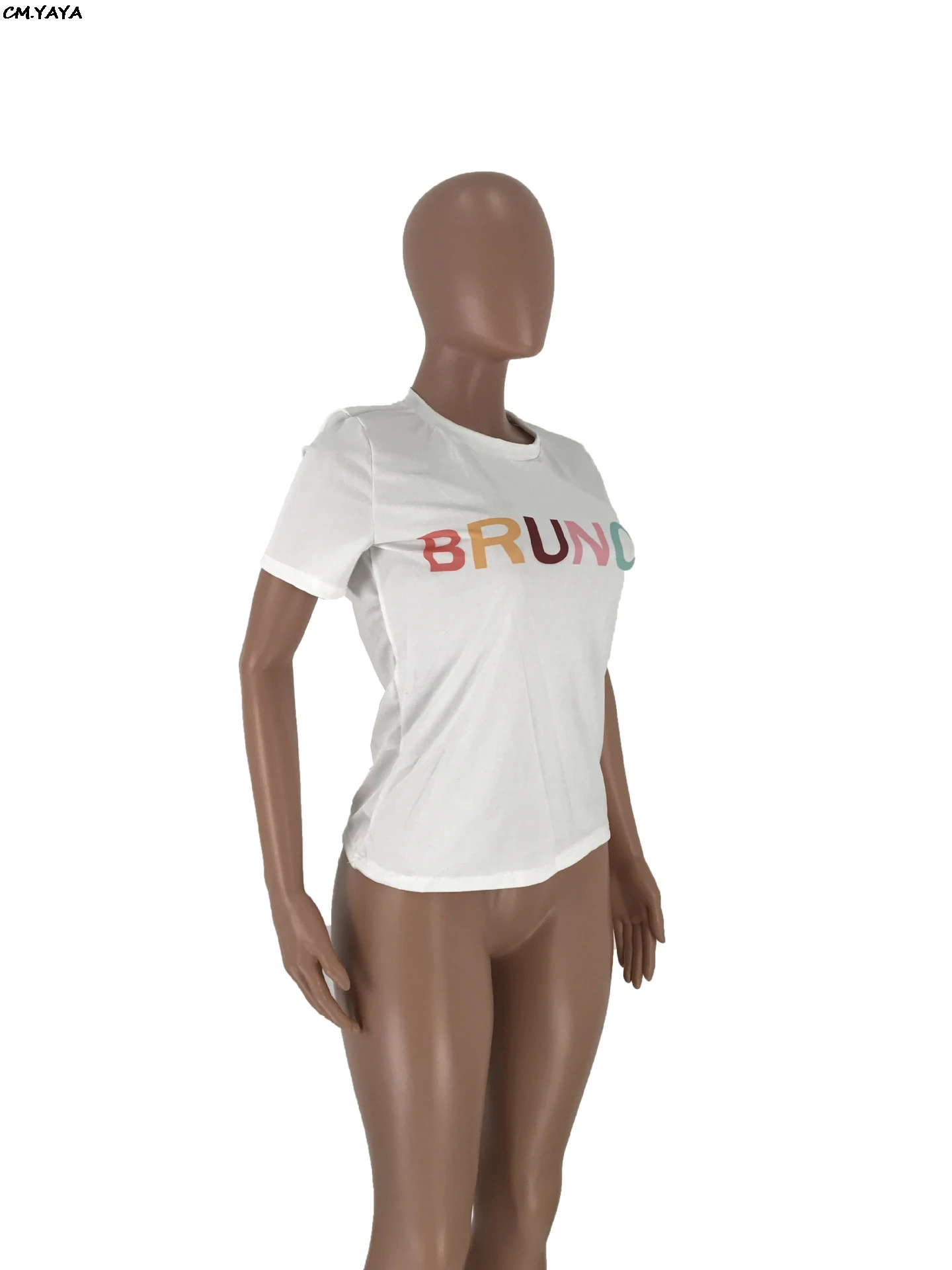 Женская Классическая футболка с короткими рукавами белая Винтажная круглым