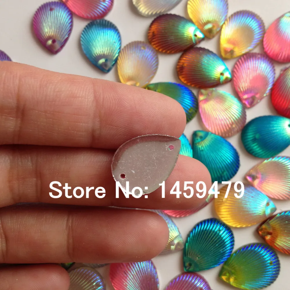 Fashion flash Loose Beads New Product Resin Rhinestones Mix Color AB 100pcs 13X18mm Drop Water Shell Sewing Accessories | Дом и сад