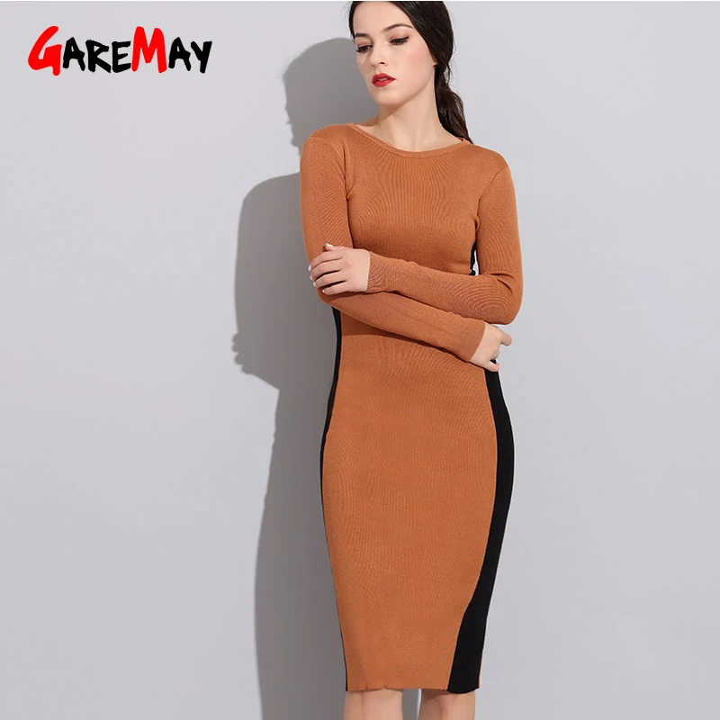 Теплое облегающее вечернее платье карандаш зимние платья для женщин 2020 вязаное