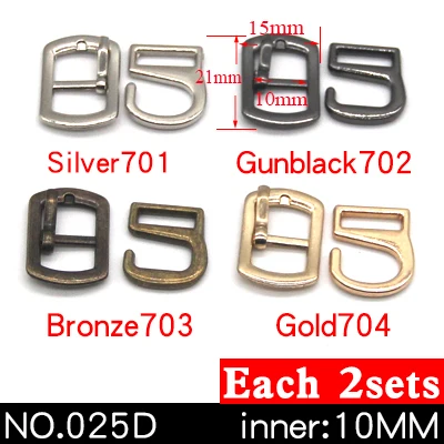 NO.025D 10mm 8sets 8 комплектов, металлическая пряжка с 9 крючками для починки обуви, сумки, пряжки для ремней, украшения для обуви, аксессуары для шитья - Цвет: NO.025D 10mm 8sets