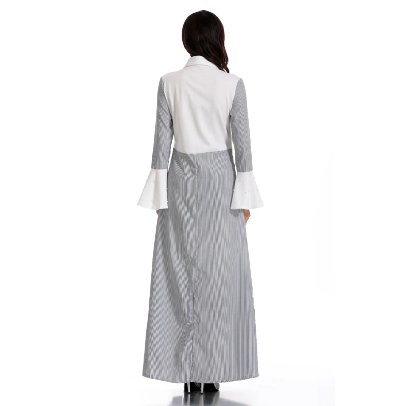 Полосатое платье Абая для мусульман Дубай хиджаб длинное Арабский кафтан