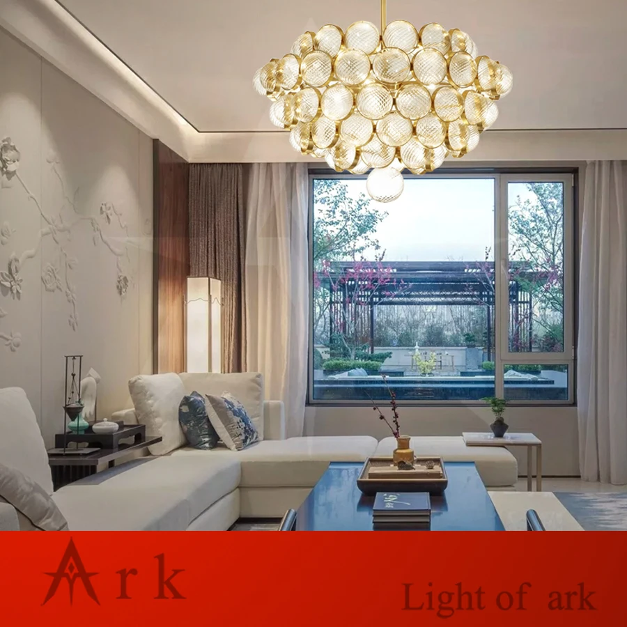 Роскошные круглые позолоченные полированные светодиодные подвесные