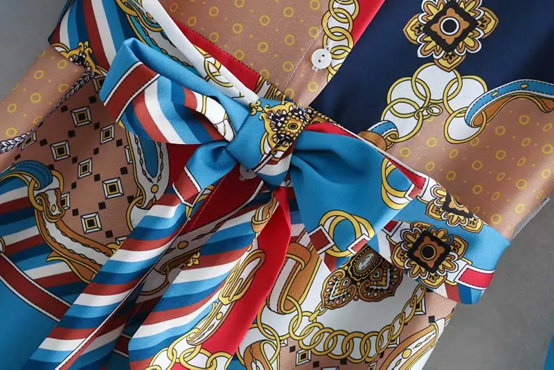 Flabbit женское винтажное платье рубашка в стиле пэчворк с принтом и поясом модное