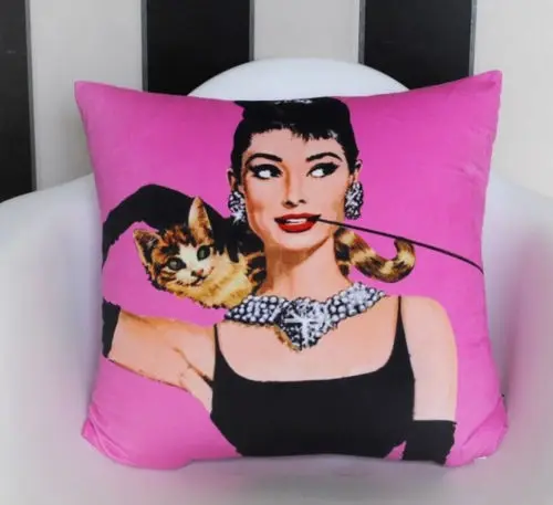 Горячая Одри Подушка Хепберн бархат розовый и супер Кот Чехол модные напольный