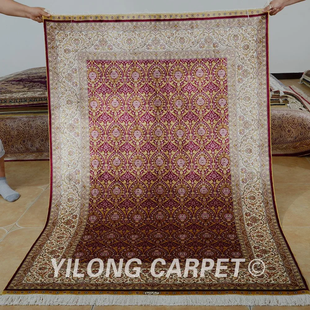 Традиционный Шелковый коврик ручной работы Yilong 4 'x 6' с красным фонариком (0697)|rug